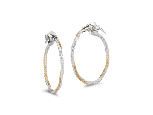 [AL.FASH.0009626] Yellow PVD Double Twisted 1&quot; Hoop Earrings