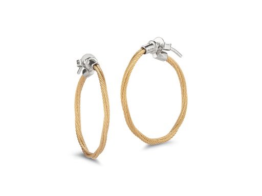 [AL.FASH.0009632] Steel Yellow PVD Double Twisted 1" Hoop Earrings
