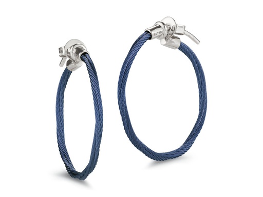 [AL.FASH.9634] Blue PVD Double Twisted 1" Hoop Earrings