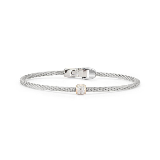 [AL.FASH.0009650] 18k White Gold & Stainless Single Station Diamond Bangle