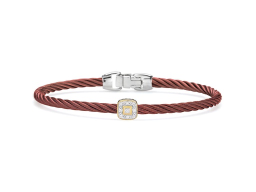 [AL.FASH.0009716] Burgundy 1 Station 3m Cable Bracelet 18kt/Ss 0.05 Dtw