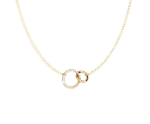[TE.FASH.0010076] Aria Rose Tone Stone Set Circle Necklace