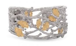 [MI.COLO.0010132] Butterfly Ginkgo 18k Yellow Gold &amp; Sterling Cuff Bracelet
