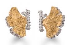 [MI.DIAM.0010142] Butterfly Ginkgo 18k Yellow Gold & Sterling Half Earrings