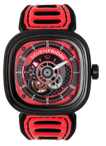 [SE.WATC.0010233] Red Racer Sevenfriday On Red Leather Strap