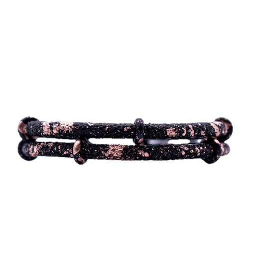 [DA.FASH.0010728] Double Bone Double Matte Black/Splash Paint Stingray W/Black Tone Beads Bracelet