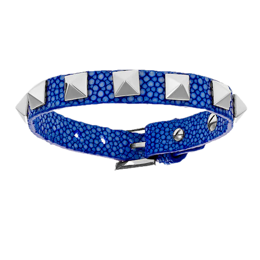 [DA.FASH.0010738] Double Bone Single Silver Stud Blue Stingray Bracelet