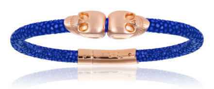 [DA.FASH.0010746] Double Bone Double Skull Pink/Blue Stingray Bracelet