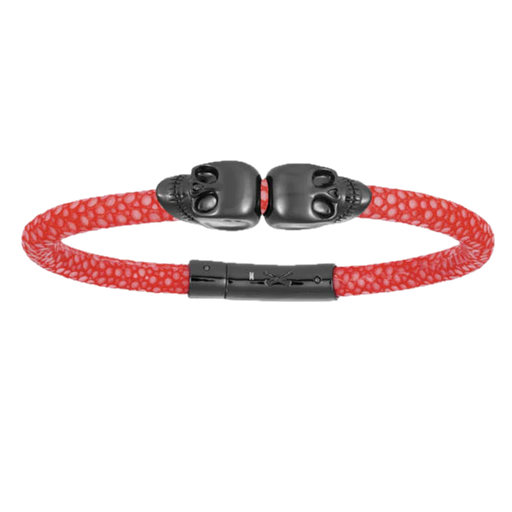 [DA.FASH.0010747] Double Bone Double Skull Black/Red Stingray Bracelet