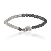 [DA.FASH.0010753] Double Bone Medium Beads Silver 925,White Matte/Black PVD Bracelet