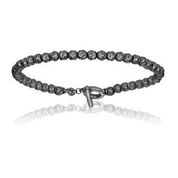 [DA.FASH.0010755] Double Bone Medium Beads Silver 925, Plated Black PVD Matte Bracelet