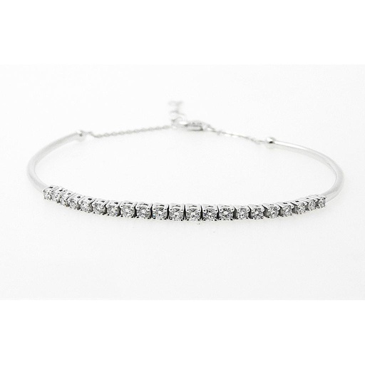 [LA.DIAM.0010814] 14k White Gold 21 Round Diamond 1/2 Bangle Bracelet