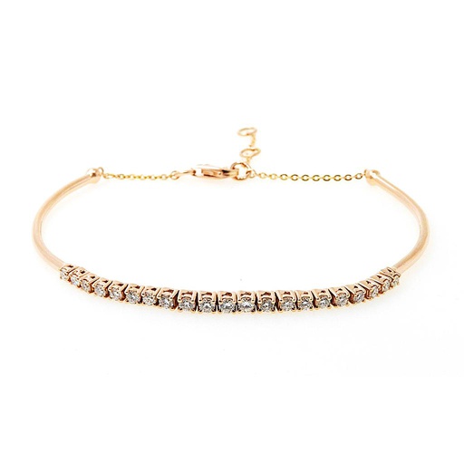 [LA.DIAM.0010816] 14k Rose Gold 21 Round Diamond 1/2 Bangle Bracelet