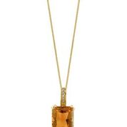 [LA.GEMS.10852] 14k Yellow Gold Octagon Citrine Pendant & Chain