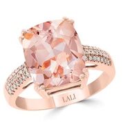 [LA.GEMS.10865] 14k Rose Gold Morganite &amp; Diamond Ring