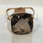 [LA.COLO.0010872] 14k Rose Gold Cushion Smokey Quartz Ring
