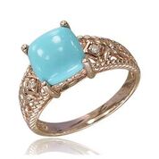 [LA.COLO.0010878] 14k Rose Gold Turquoise &amp; Diamond Ring