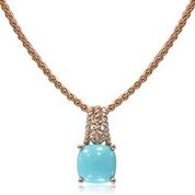 [LA.COLO.0010879] 14k Rose Gold Turquoise & Diamond Pendant & Chain