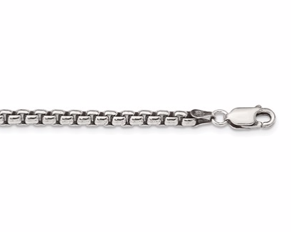 [QU.FASH.0017204] Sterling Silver 3.6mm Antiqued Round Box Chain