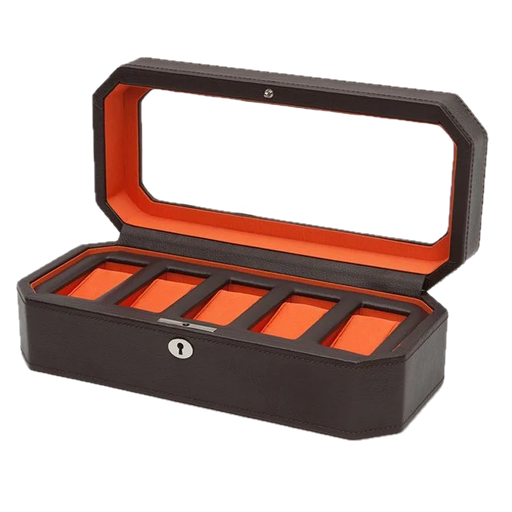 [WO.ACCE.0017534] Windsor 5 Piece Watch Box Orange &amp; Brown
