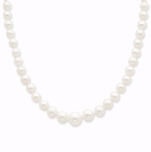 [QU.GOLD.0017572] 18" 14k 4-8mm White Freshwater Cultured Pearl Graduated Necklace