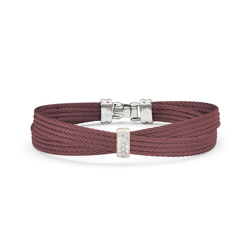 [AL.FASH.019427] 18k Bangle Rg/Ss Burgundy Crossover W/ Diamonds