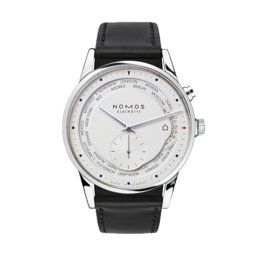 [NO.WATC.0019506] Zurich World Time White Dial On Black Strap