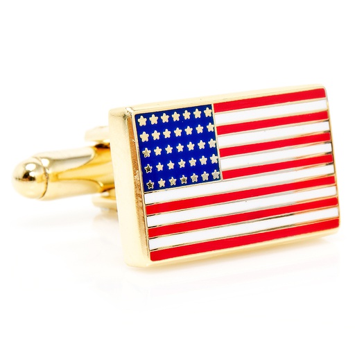 [CU.CUFF.0026582] Gold American Flag Cufflinks
