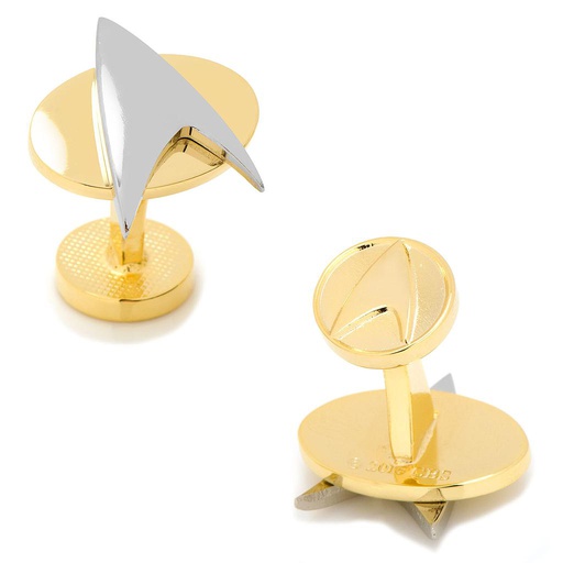 [CU.CUFF.0026677] Two Tone Star Trek Delta Shield Cufflinks