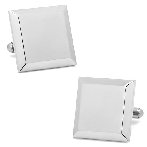[CU.CUFF.026717] Stainless Steel Beveled Edge Engravable Square Cufflinks