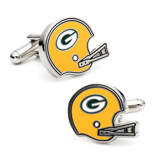[CU.CUFF.0026776] Retro Green Bay Packers Helmet Cufflinks