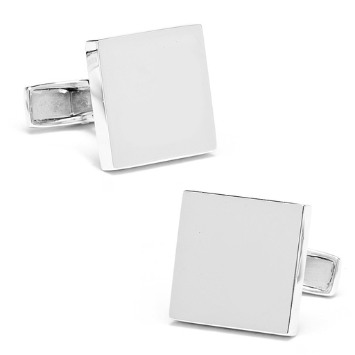 [CU.CUFF.0026808] Sterling Silver Infinity Edge Square Engravable Cufflinks