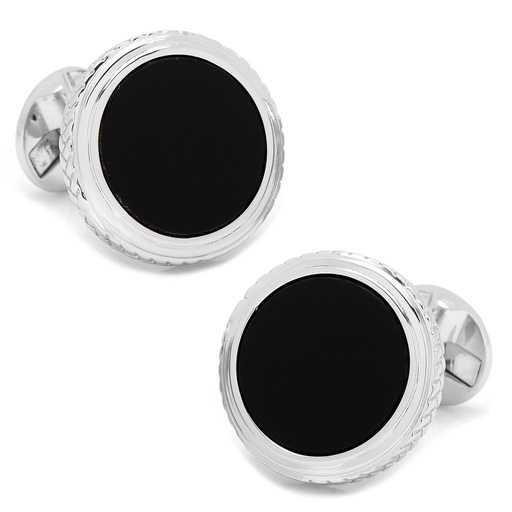 [CU.CUFF.0027032] Round Onyx Opus Cufflinks