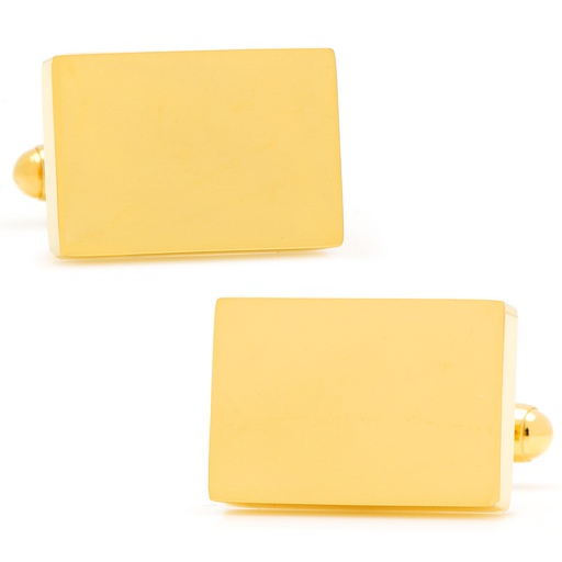 [CU.CUFF.0027099] Stainless Steel Gold Plated Block Engravable Cufflinks