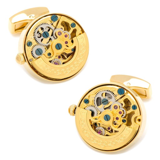 [CU.CUFF.0027272] Gold On Gold Kinetic Watch Movement Cufflinks