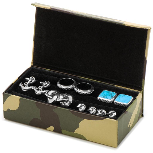 [CU.JEWE.0049429] Camouflage Multi Pair Cufflinks Travel Case