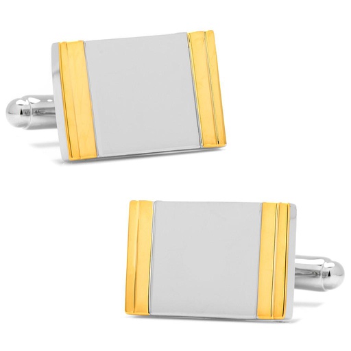 [CU.CUFF.0027473] Two Tone Framed Rectangle Cufflinks