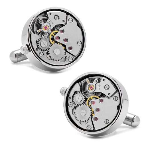 [CU.CUFF.0027479] Silver Watch Movement Cufflinks