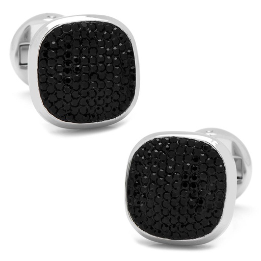 [CU.CUFF.0027505] Stainless Steel Black Pave Crystal Cufflinks