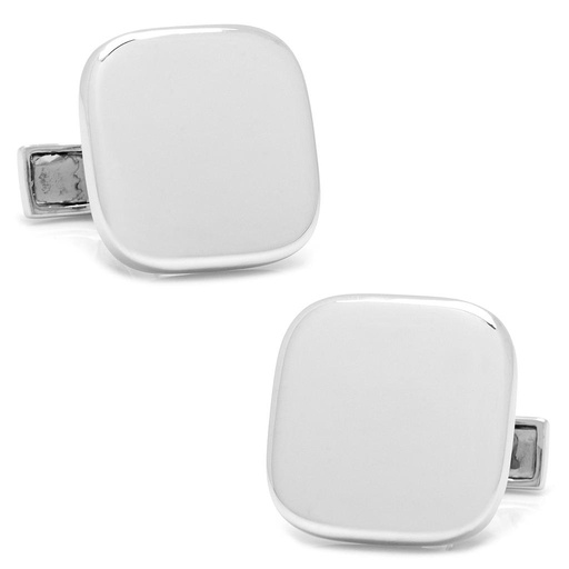 [CU.CUFF.0027572] Sterling Silver Soft Square Engravable Cufflinks