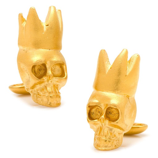 [CU.CUFF.0027648] Gold King Skull Cufflinks