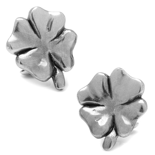 [CU.CUFF.0027649] Pewter Lucky Four Leaf Clover Cufflinks