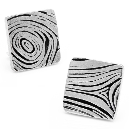 [CU.CUFF.0027651] Pewter Woodgrain Cufflinks