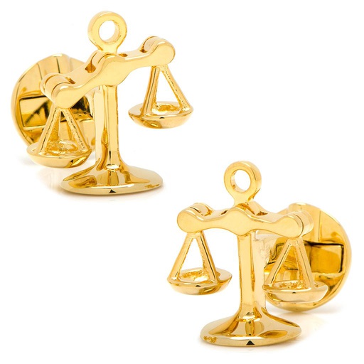[CU.CUFF.0027691] Moving Parts Gold Scales Of Justice Cufflinks
