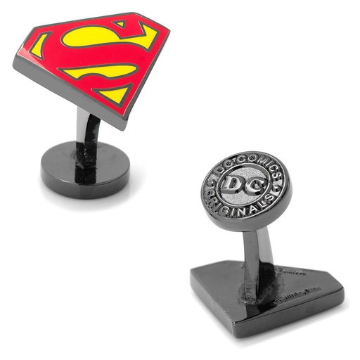 [CU.CUFF.0027794] Black Superman Enamel Cufflinks