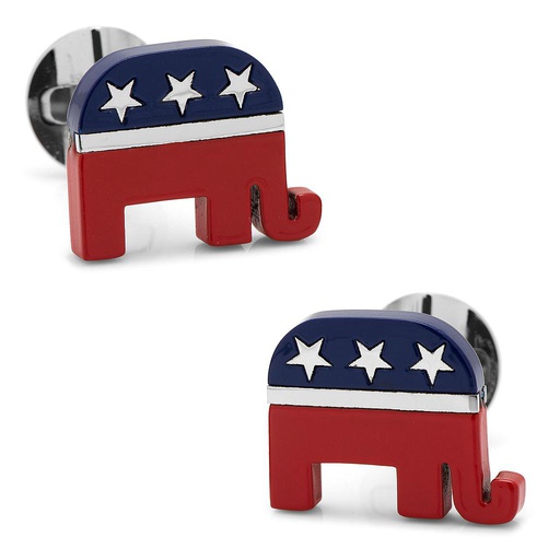 [CU.CUFF.0027841] Stainless Steel Republican Elephant Cufflinks