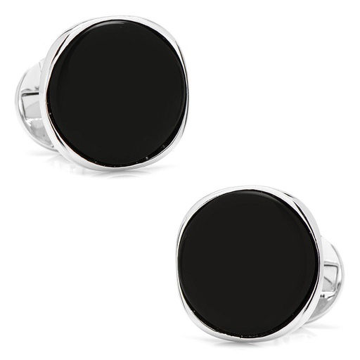 [CU.CUFF.0027851] Sterling Silver Classic Formal Onyx Cufflinks