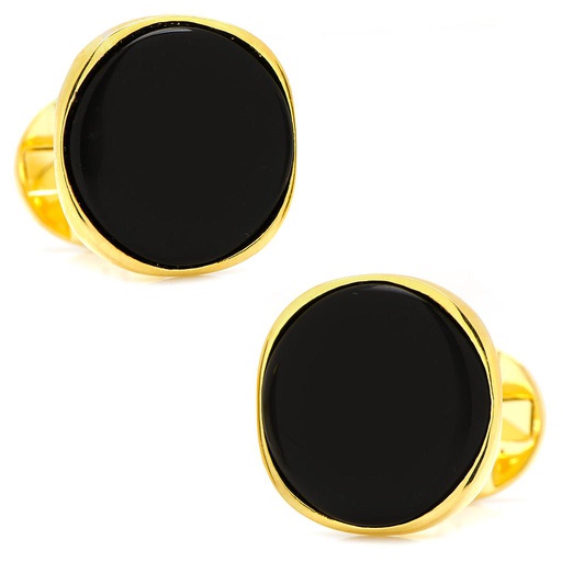 [CU.CUFF.0027852] Vermeil Classic Formal Onyx Cufflinks