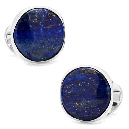 [CU.CUFF.0027853] Sterling Silver Classic Formal Lapis Cufflinks