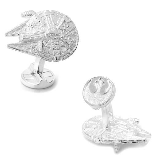 [CU.CUFF.0027867] Sterling Silver 3d Millennium Falcon Cufflinks